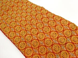 変わり鳥に丸文・幾何学模様織出し名古屋帯